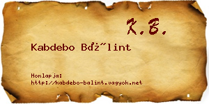 Kabdebo Bálint névjegykártya